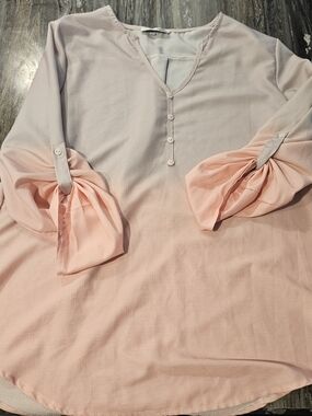 Light Pink Ombre Button Blouse
